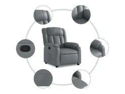 Poltrona|vidaxl Poltrona reclinável couro artificial Cinzento