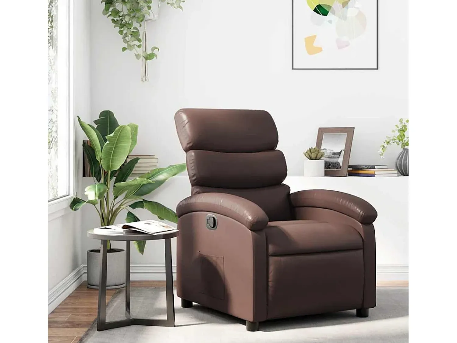 Poltrona| Poltrona reclinável couro artificial SHL852271 Castanho