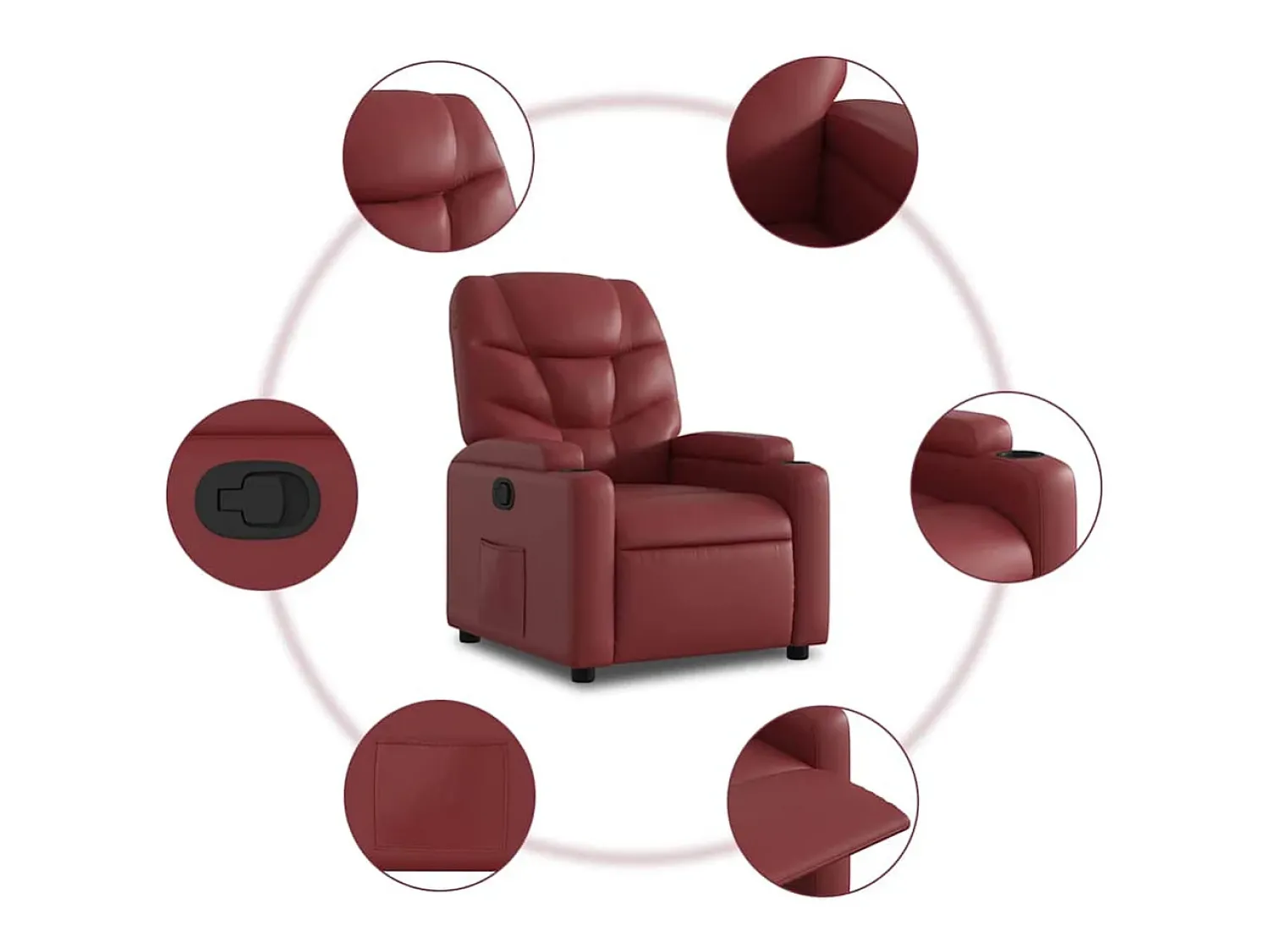 Poltrona| Poltrona reclinável couro artificial tinto SHL730695 Vermelho