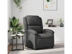 Poltrona reclinável couro genuíno SHL932313 Cinzento