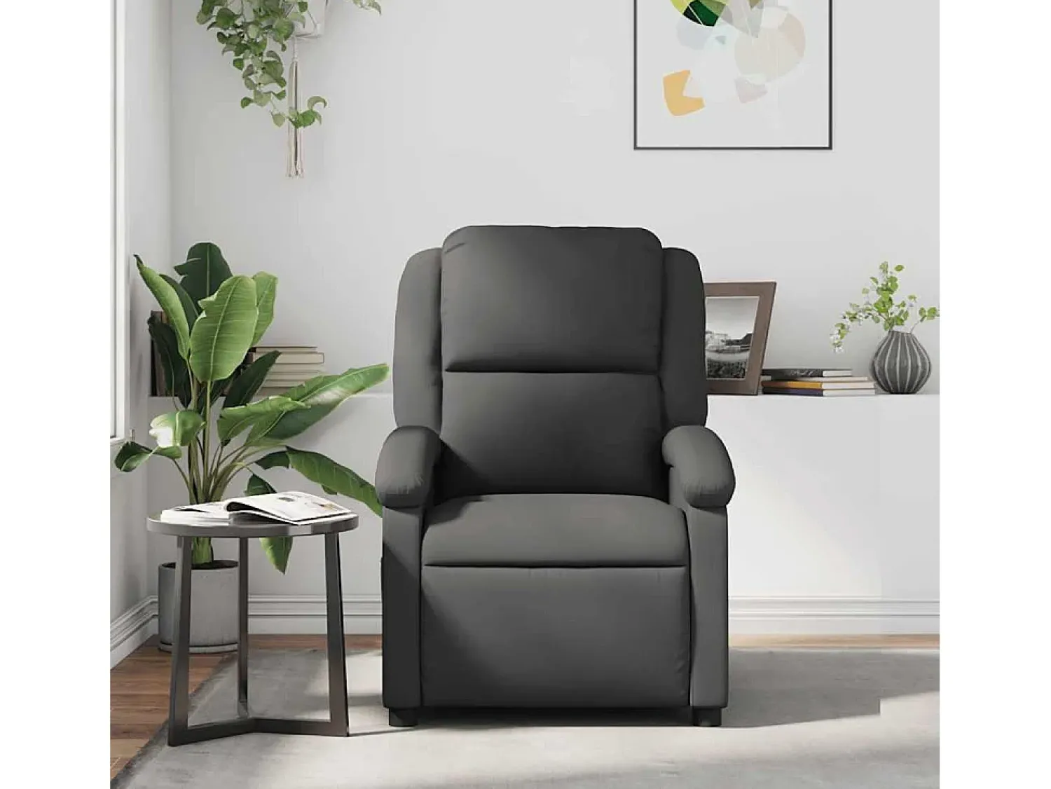 Poltrona reclinável couro genuíno SHL932313 Cinzento