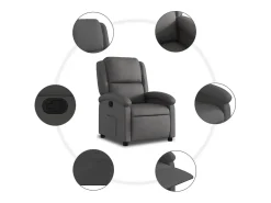 Poltrona reclinável couro genuíno SHL932313 Cinzento