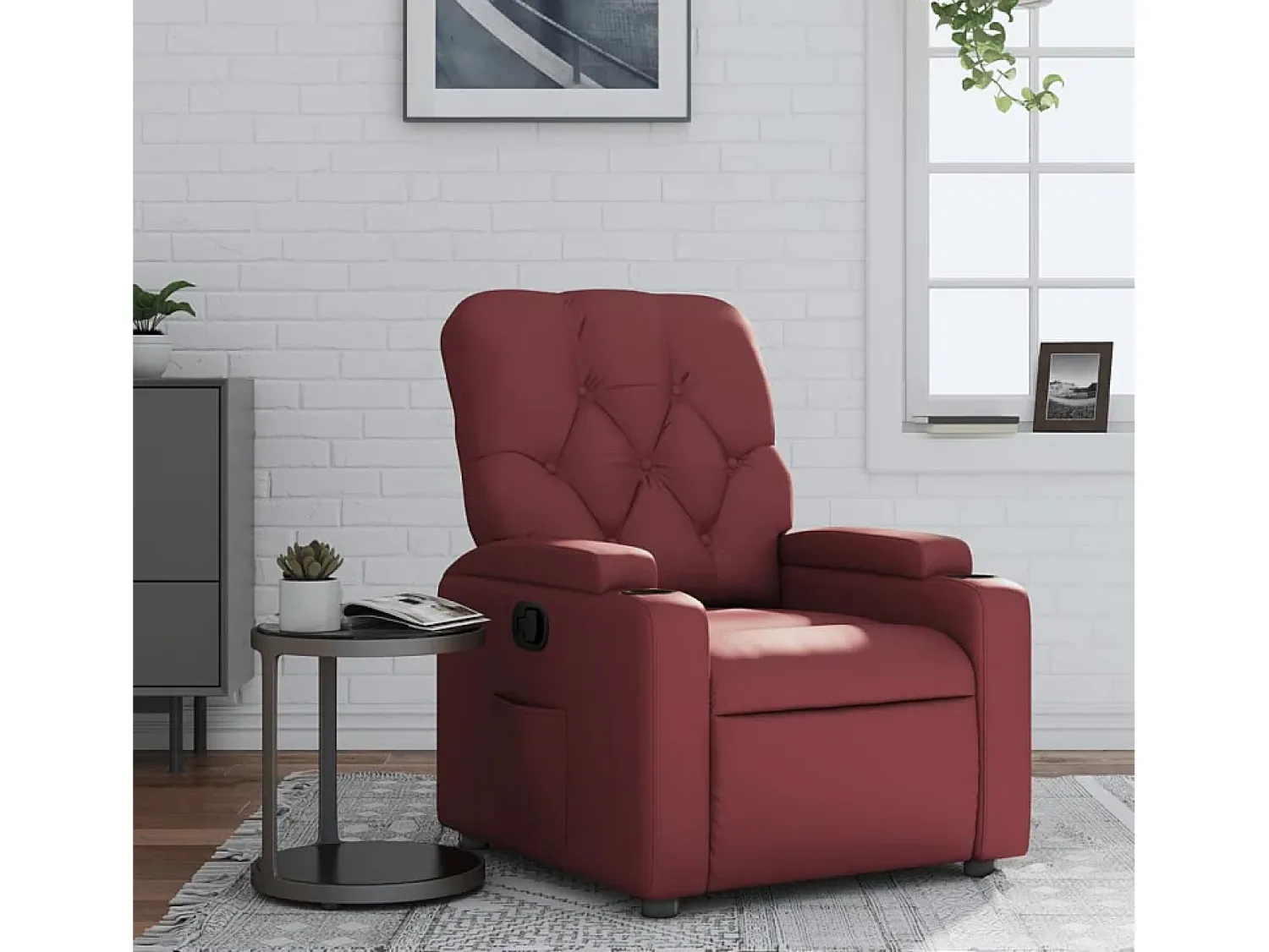 Poltrona| Poltrona reclinável couro artificial tinto SHL558781 Vermelho