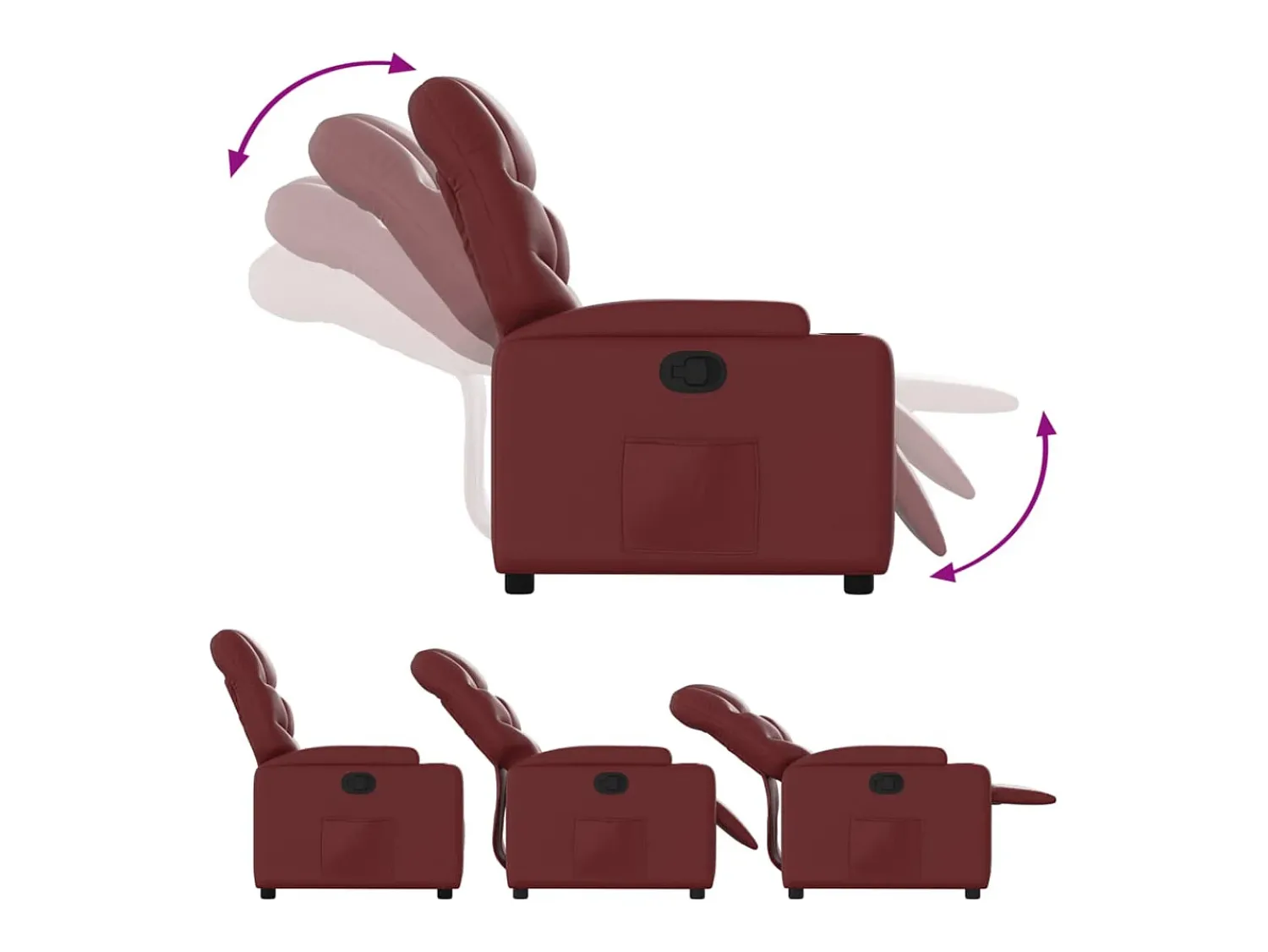 vidaxl Poltrona reclinável couro artificial tinto^ Poltrona