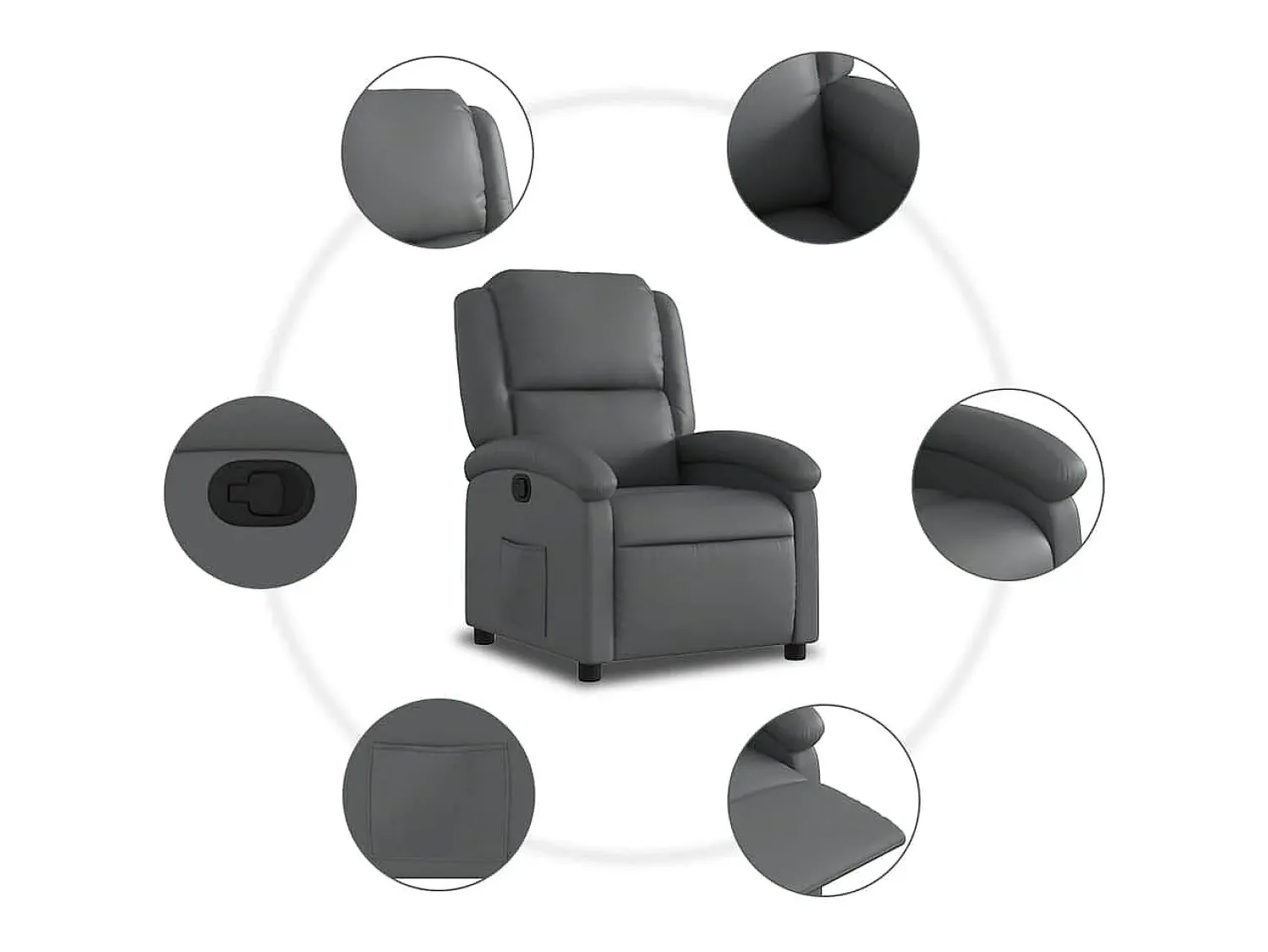 Poltrona*vidaxl Poltrona reclinável couro artificial Cinzento