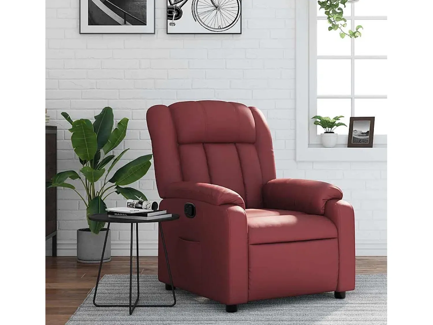 Poltrona* Poltrona reclinável couro artificial tinto SHL649433 Vermelho