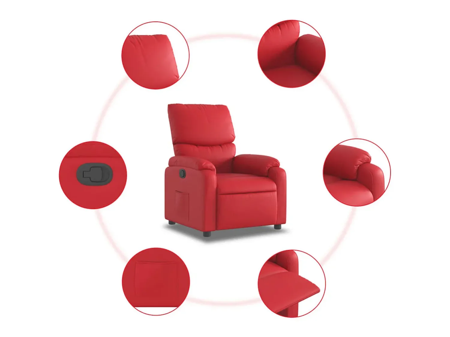 Poltrona|vidaxl Poltrona reclinável couro artificial Vermelho