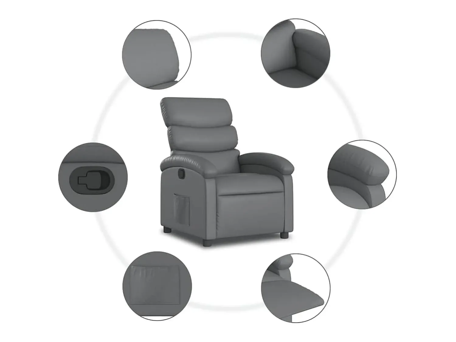 Poltrona| Poltrona reclinável couro artificial SHL517970 Cinzento