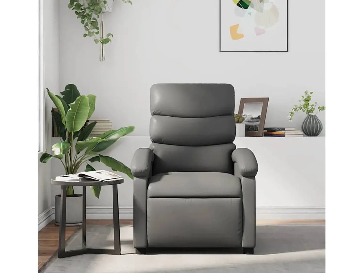 Poltrona| Poltrona reclinável couro artificial SHL517970 Cinzento