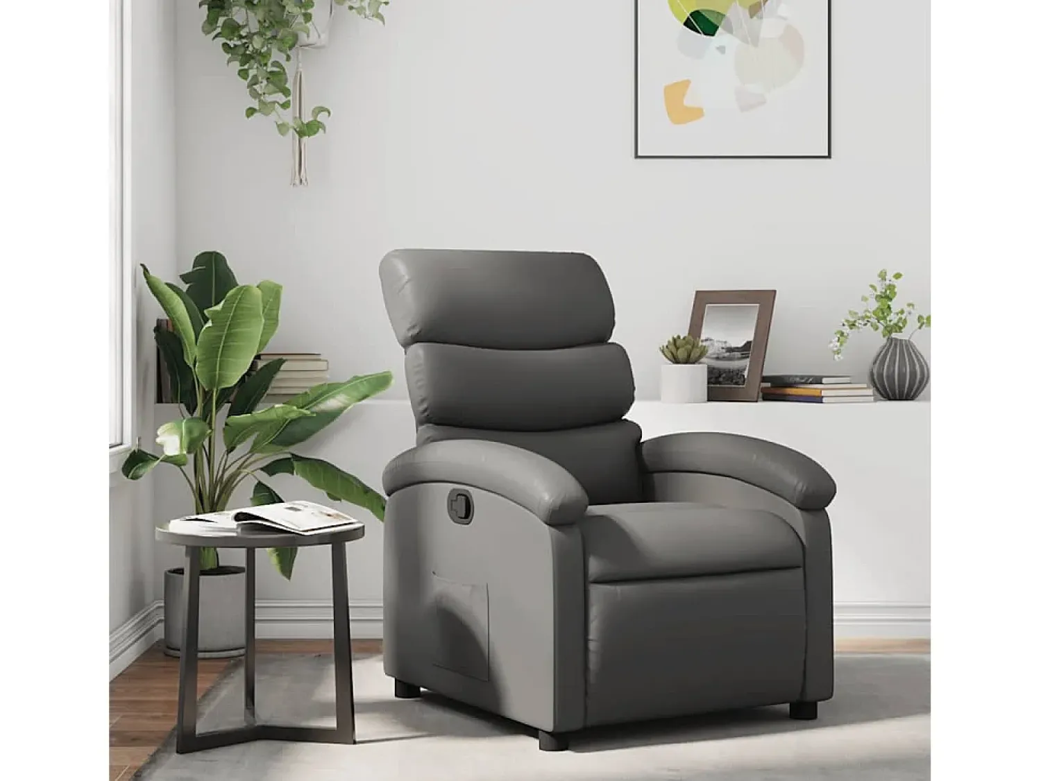 Poltrona| Poltrona reclinável couro artificial SHL517970 Cinzento