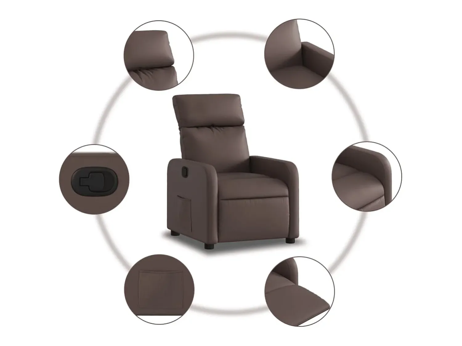 Poltrona* Poltrona reclinável couro artificial SHL425702 Castanho