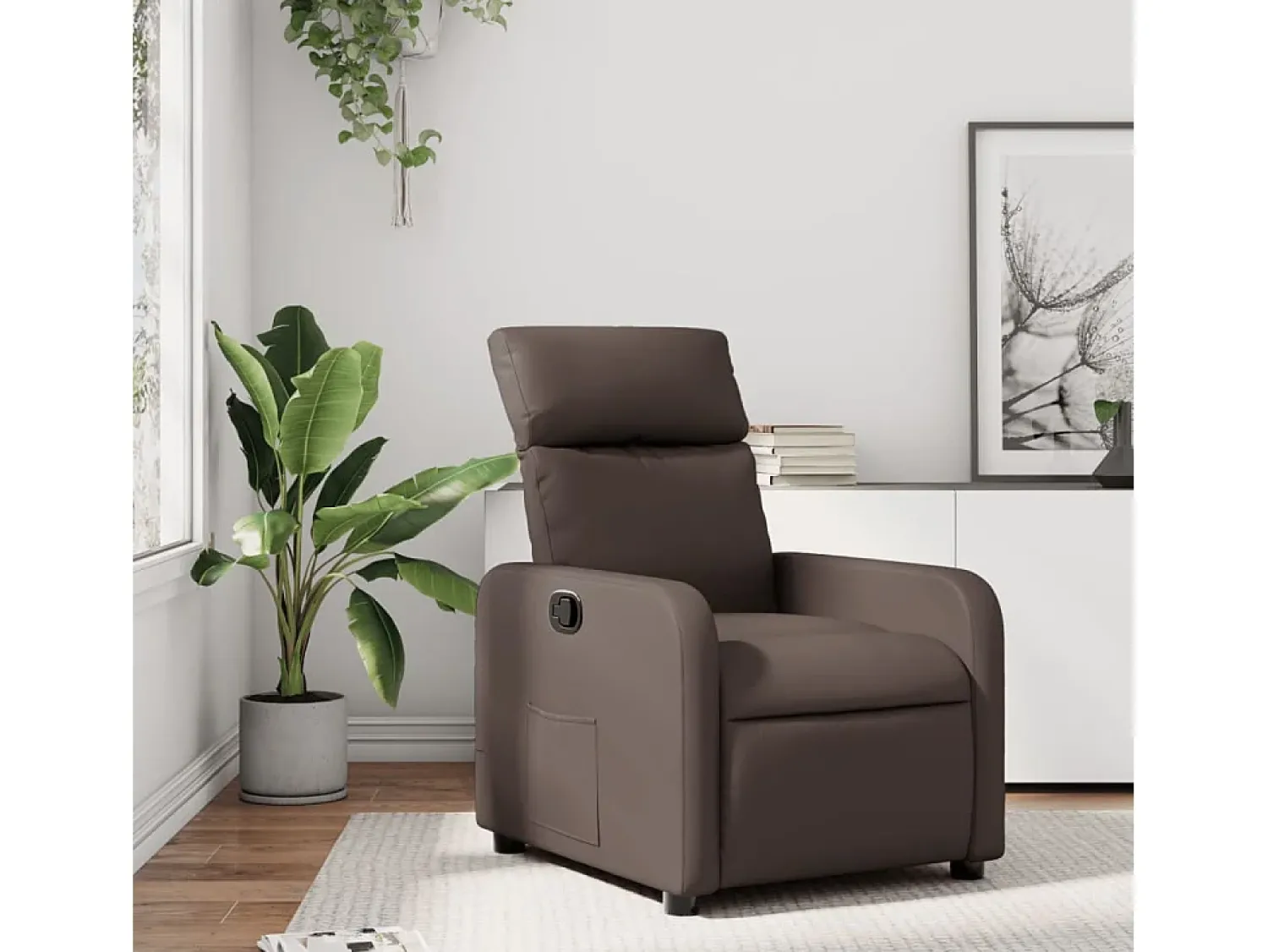Poltrona* Poltrona reclinável couro artificial SHL425702 Castanho