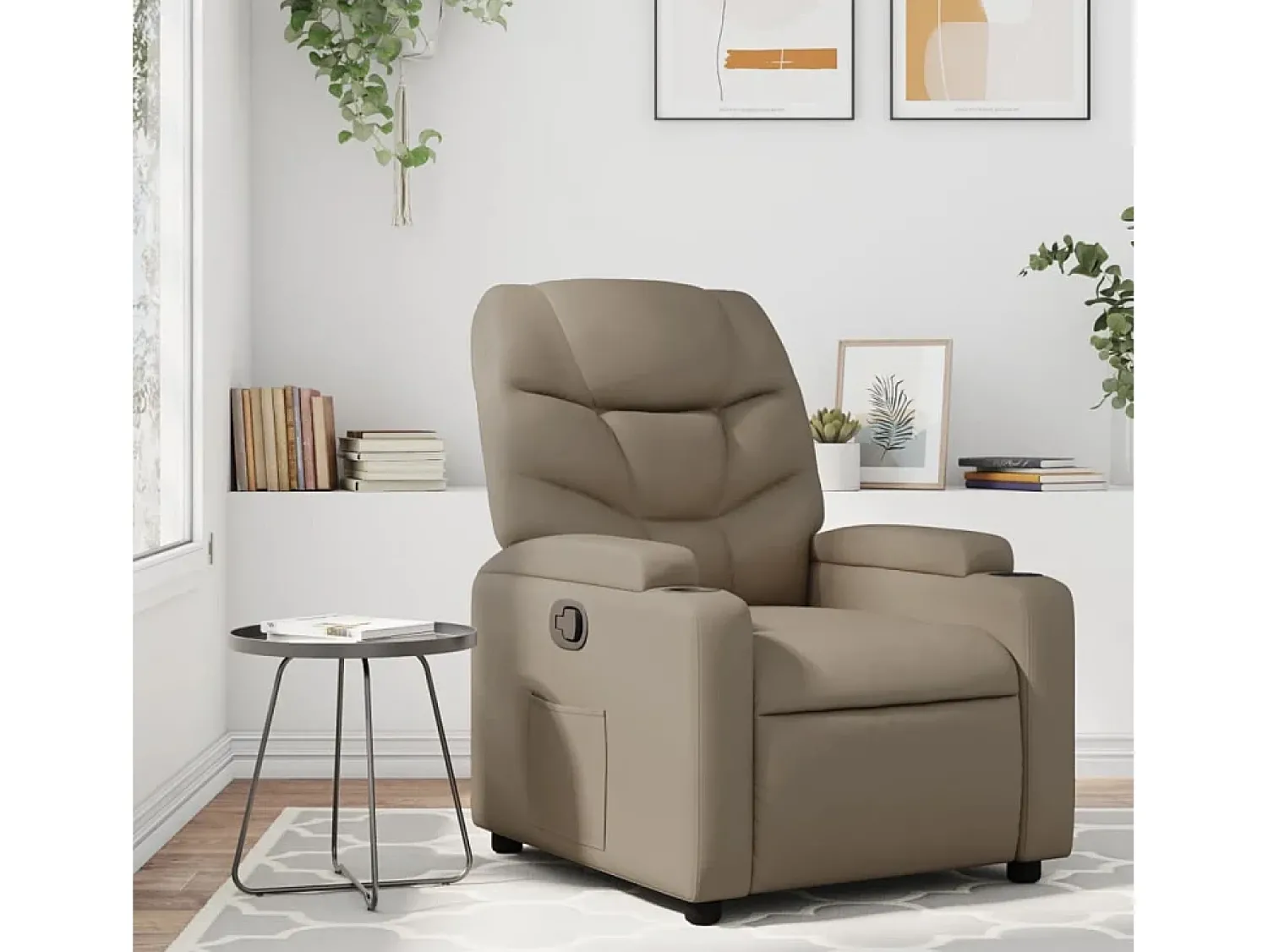 Poltrona* Poltrona reclinável couro artificial cor cappuccino SHL819428 Castanho