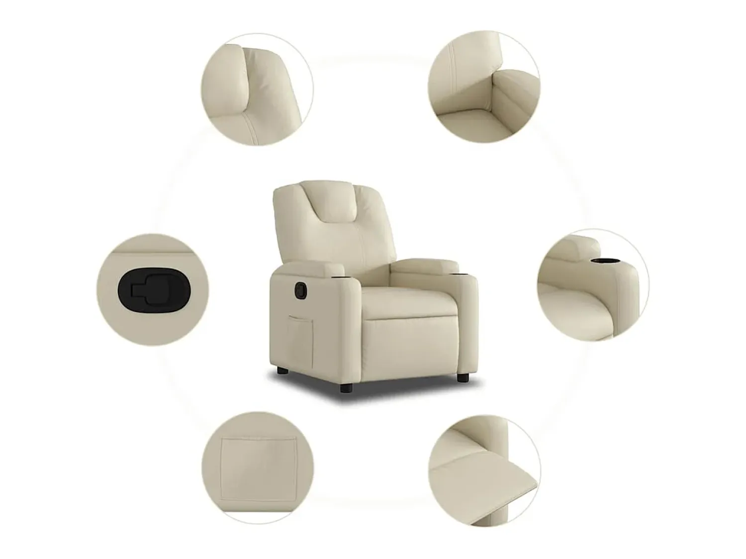 Poltrona| Poltrona reclinável couro artificial cor SHL404887 Creme
