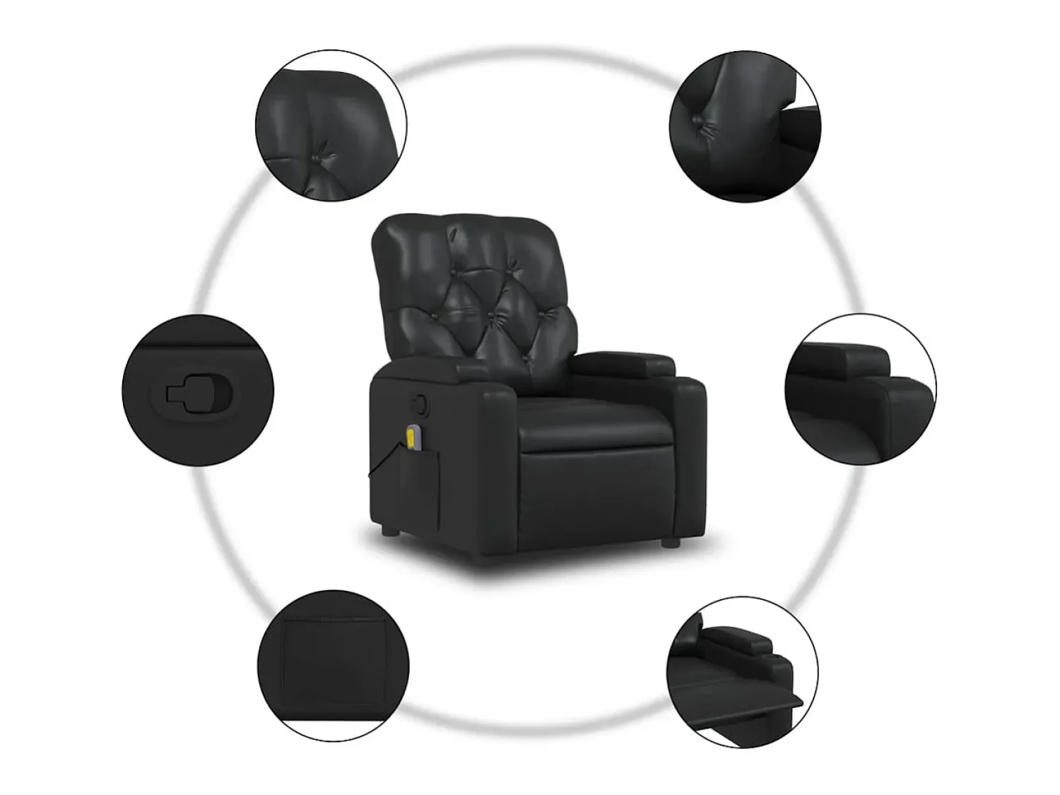 Poltrona*vidaxl Poltrona reclinável couro artificial Preto