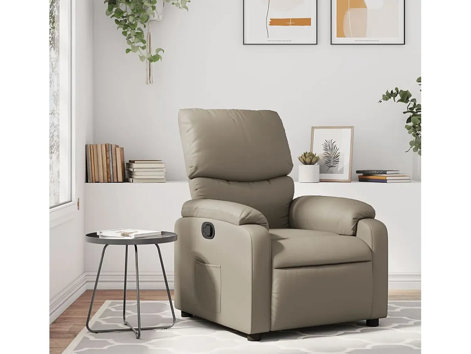 Poltrona reclinável couro artificial cor cappuccino SHL413445^ Poltrona