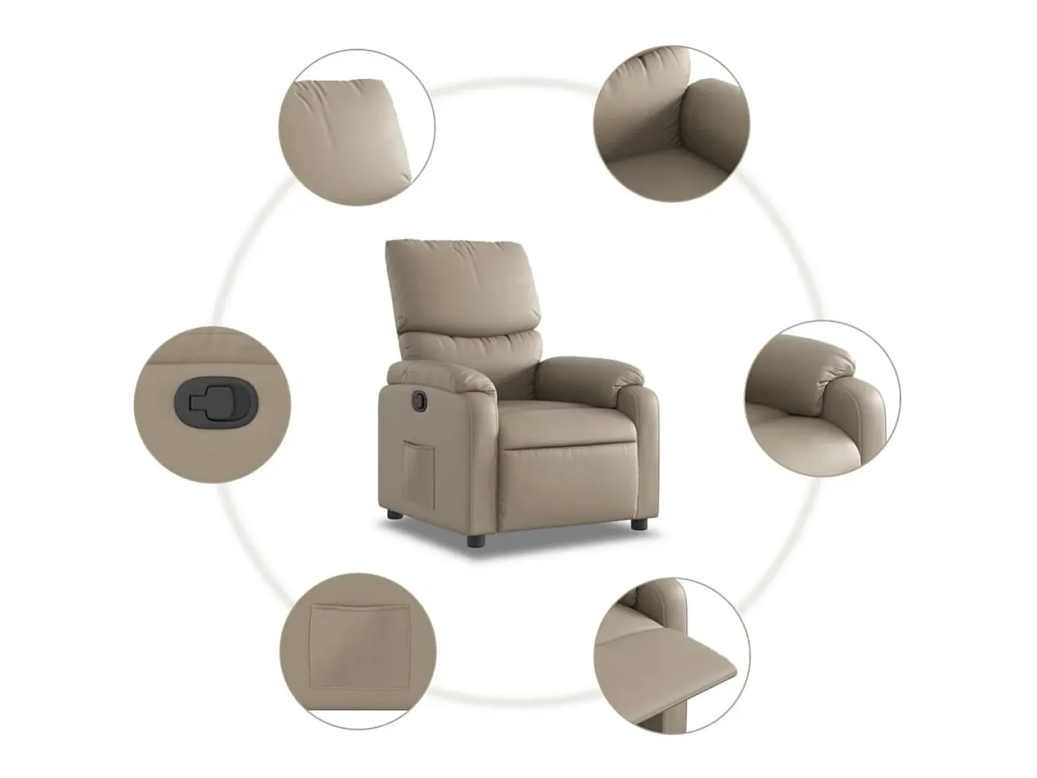 Poltrona reclinável couro artificial cor cappuccino SHL413445^ Poltrona