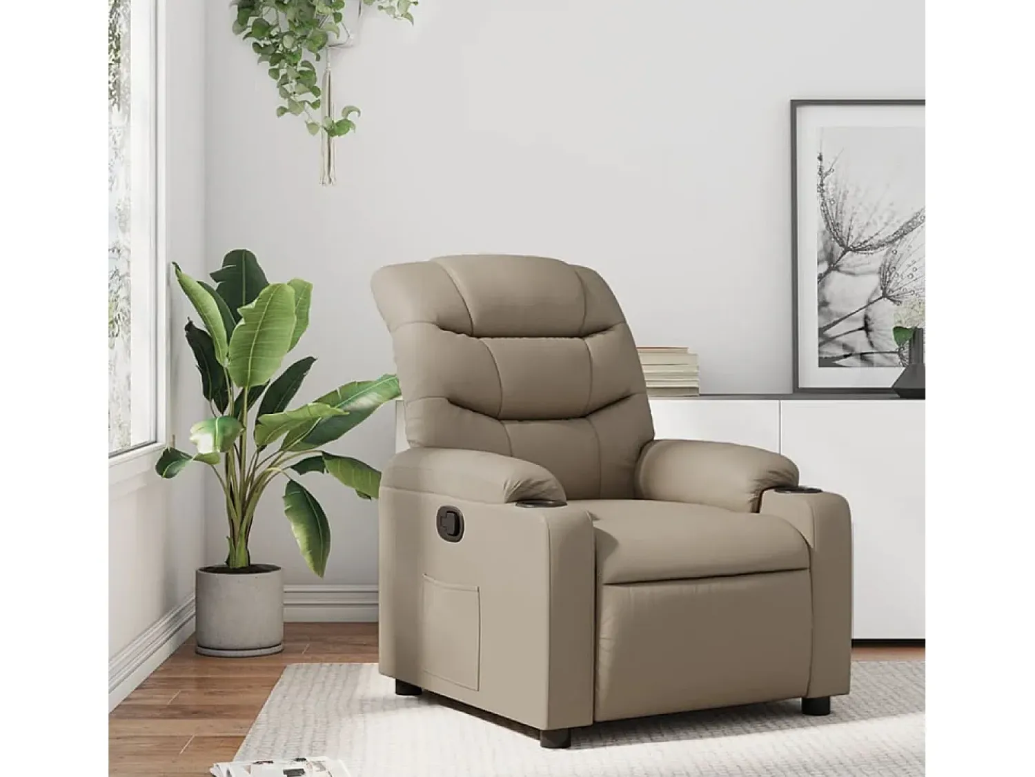 Poltrona* Poltrona reclinável couro artificial cor cappuccino SHL310346 Castanho