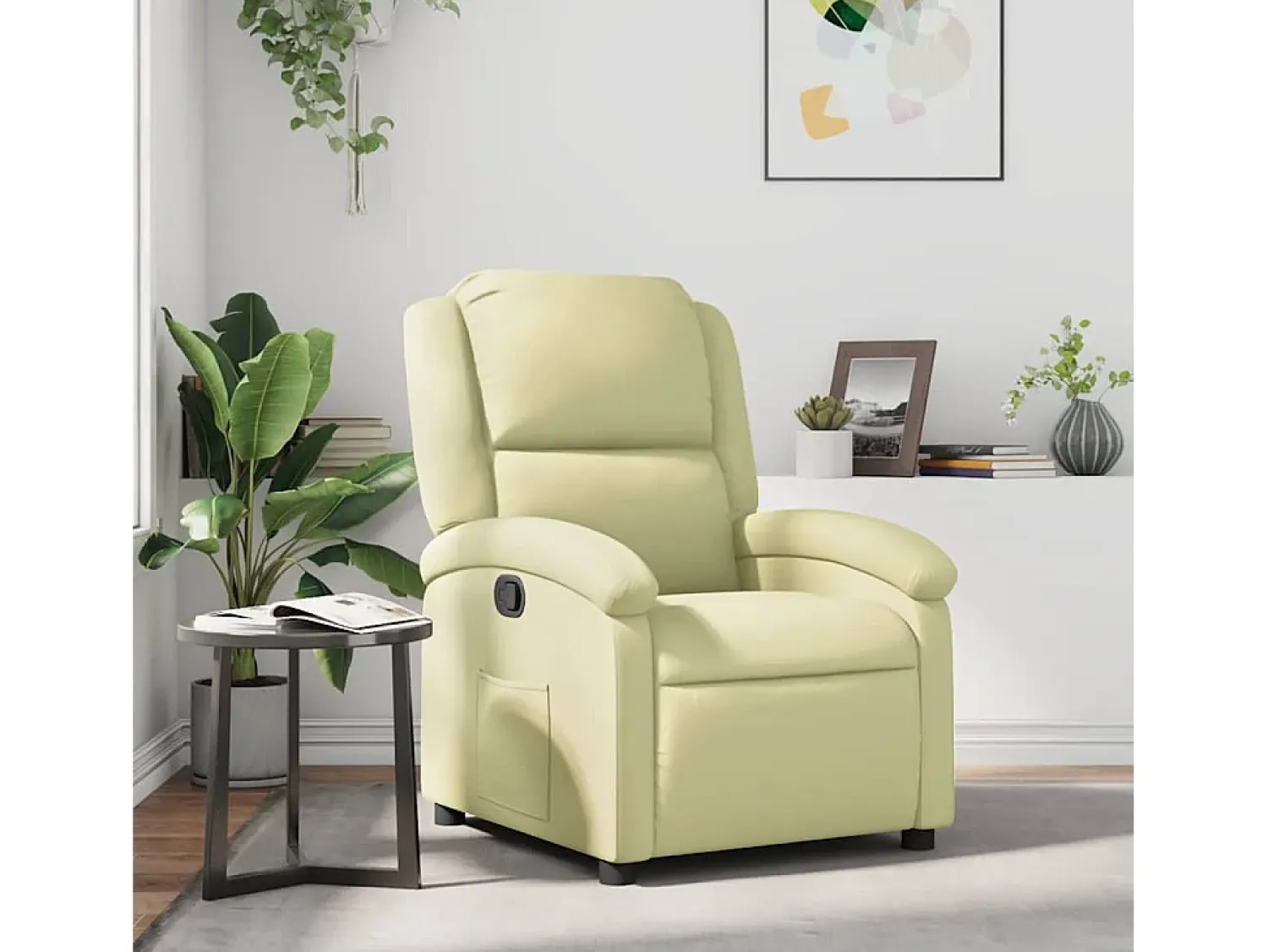 Poltrona| Poltrona reclinável couro genuíno cor SHL27584 Creme