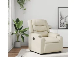 Poltrona* Poltrona reclinável couro artificial cor SHL34406 Creme