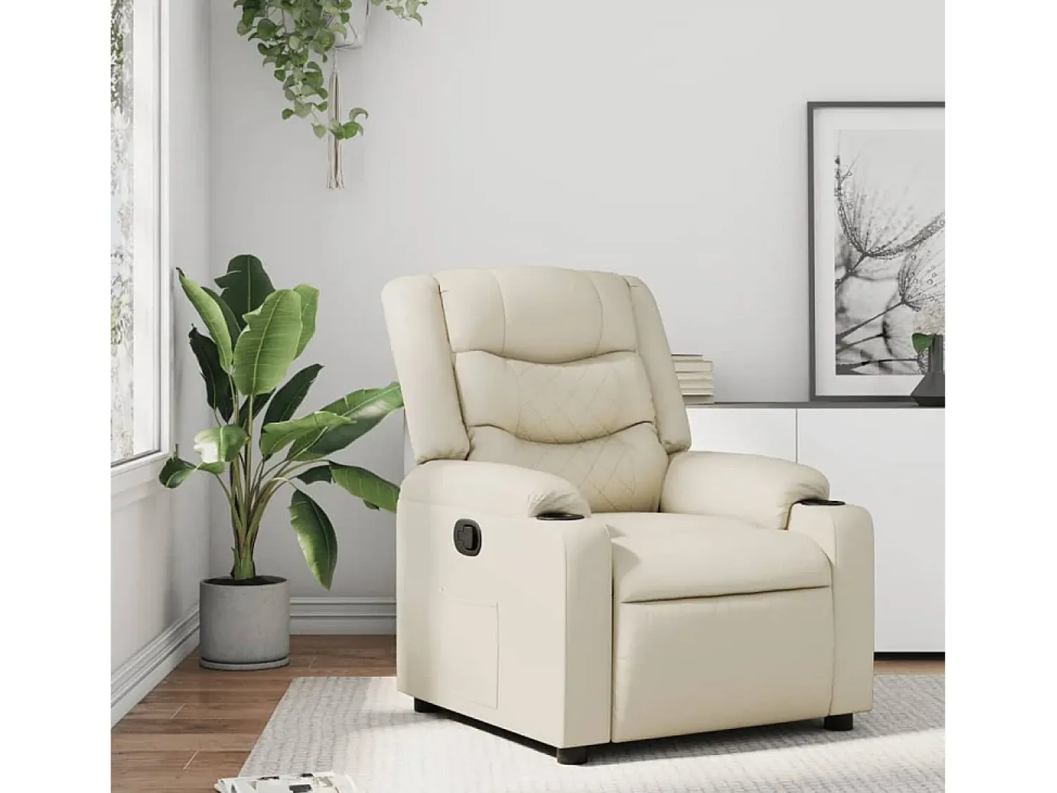 Poltrona* Poltrona reclinável couro artificial cor SHL34406 Creme