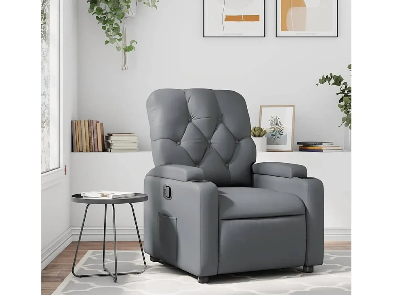 Poltrona| Poltrona reclinável couro artificial SHL968204 Cinzento