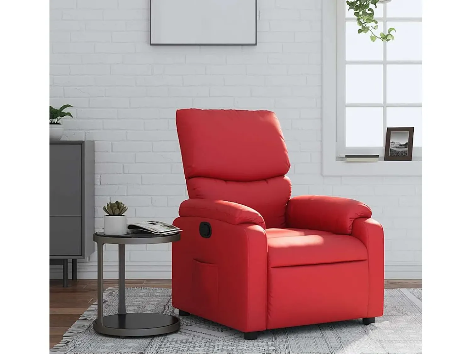 Poltrona* Poltrona reclinável couro artificial SHL384242 Vermelho