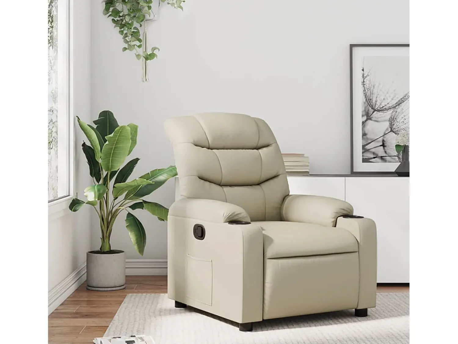 Poltrona| Poltrona reclinável couro artificial cor SHL292080 Creme