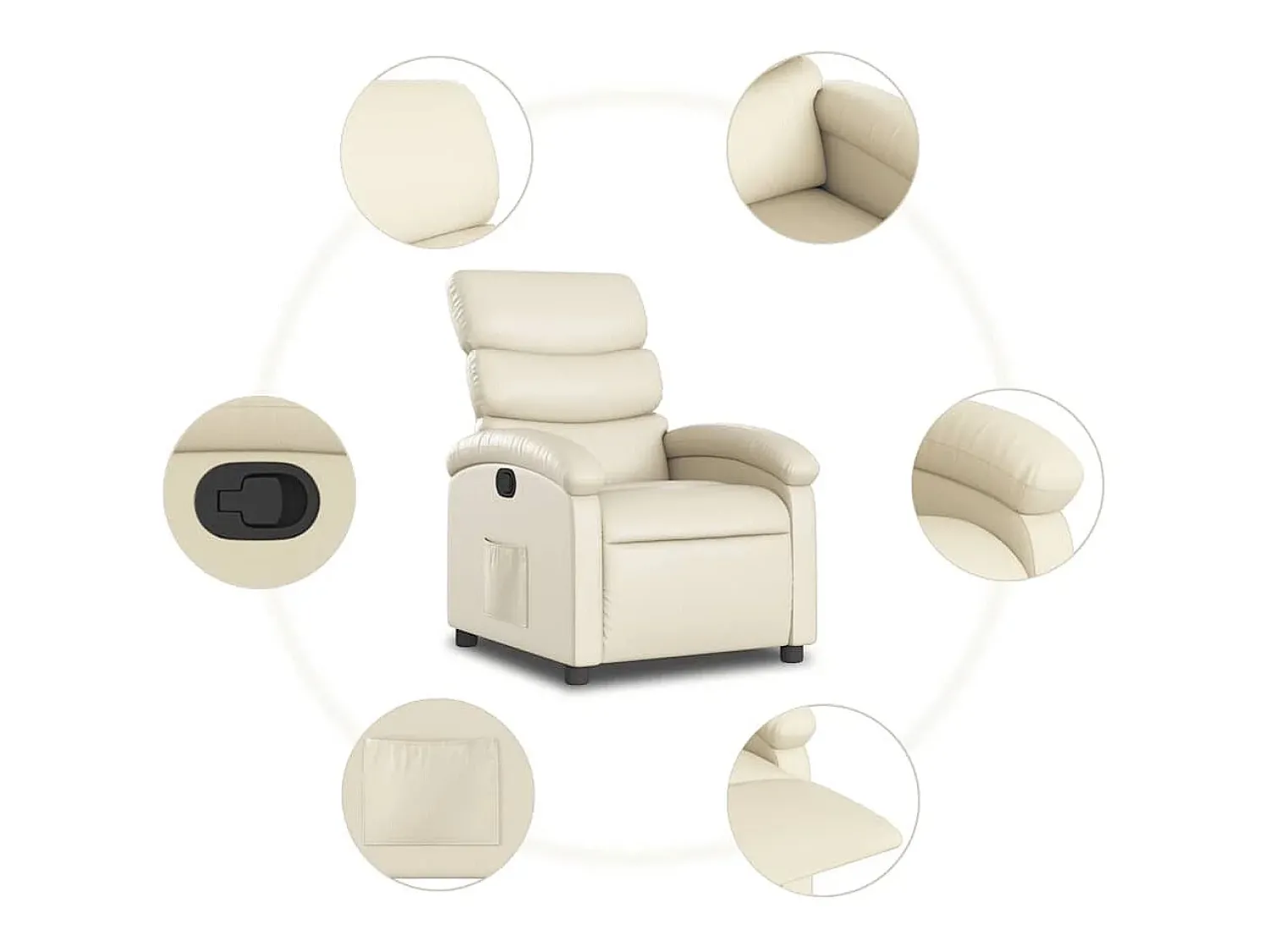 vidaxl Poltrona reclinável couro artificial cor^ Poltrona