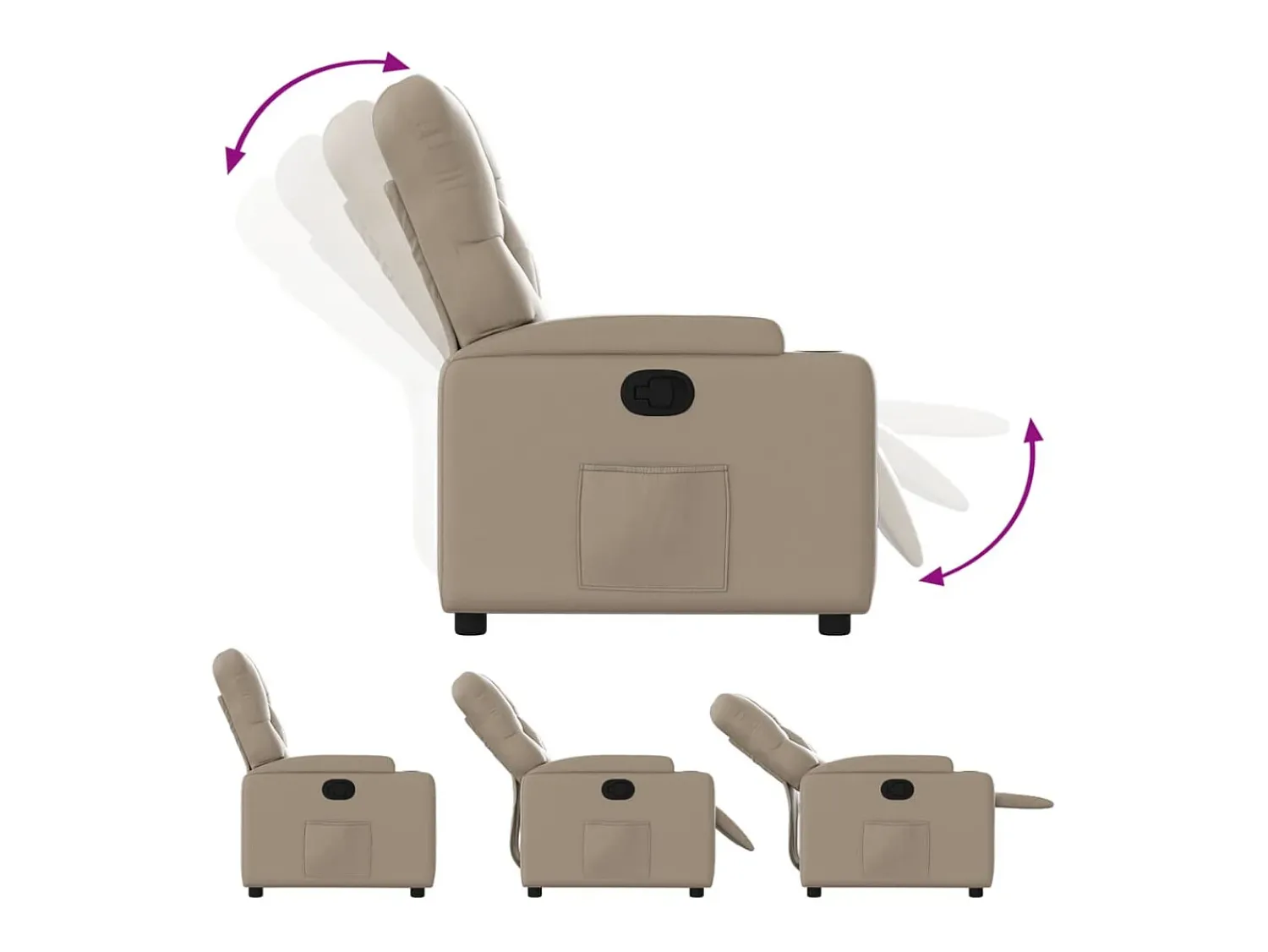 Poltrona reclinável couro artificial cor cappuccino SHL381344^ Poltrona