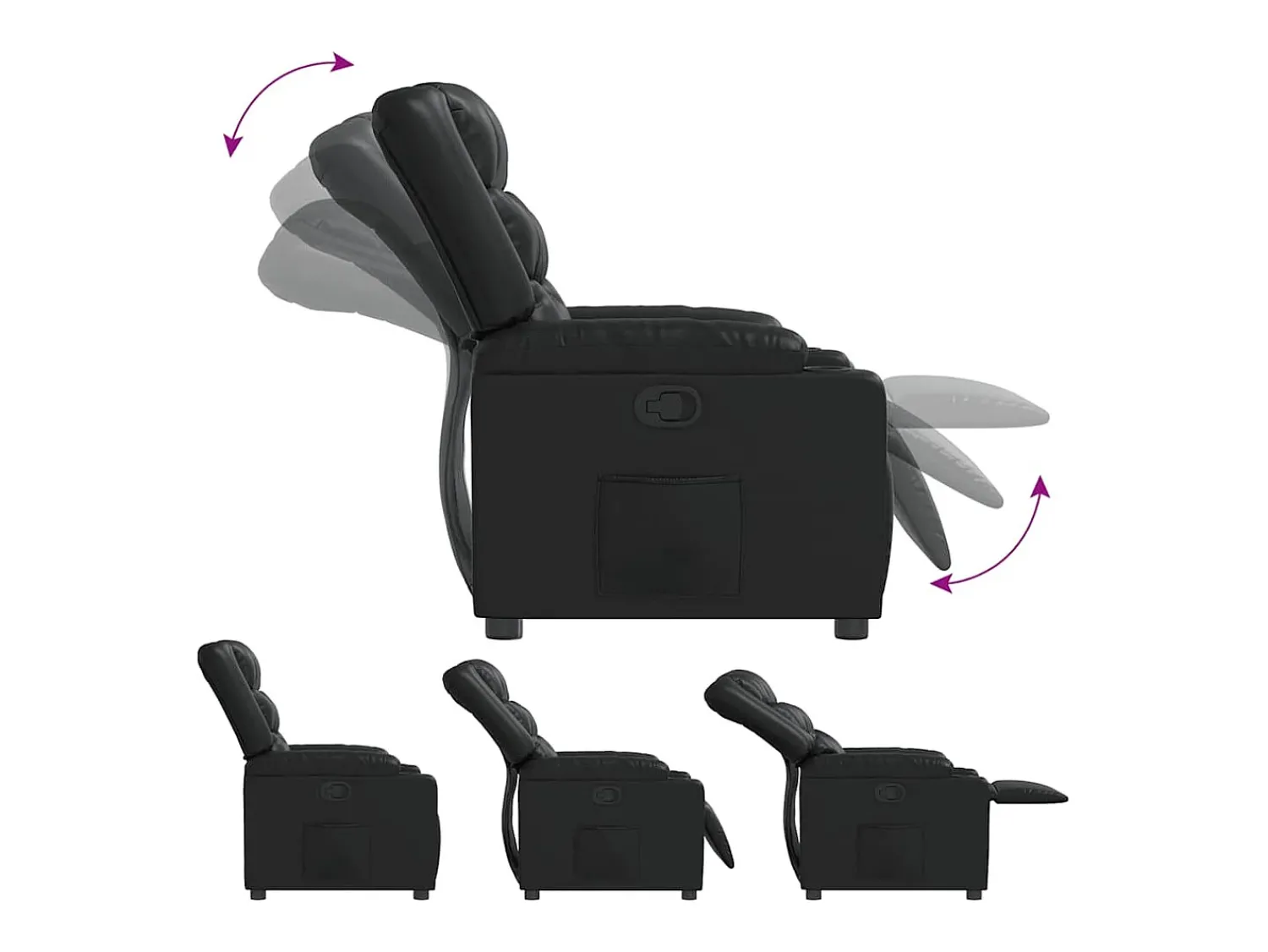 Poltrona* Poltrona reclinável couro artificial SHL956337 Preto