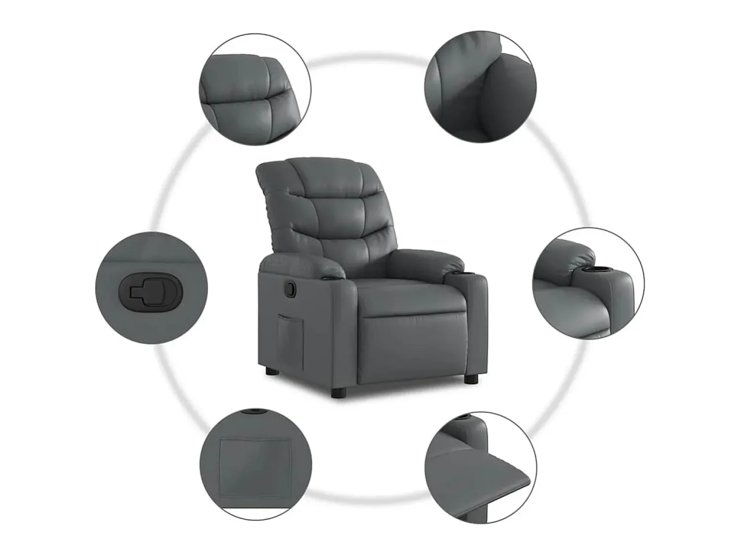 Poltrona| Poltrona reclinável couro artificial SHL511609 Cinzento