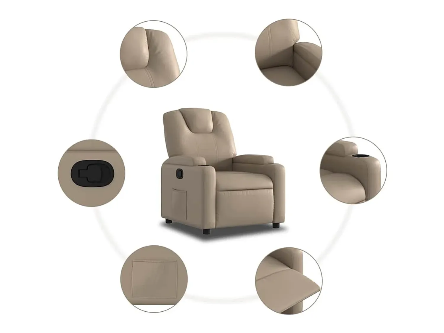 Poltrona* Poltrona reclinável couro artificial cor cappuccino SHL382780 Castanho