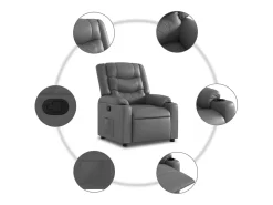 Poltrona|vidaxl Poltrona reclinável couro artificial Cinzento