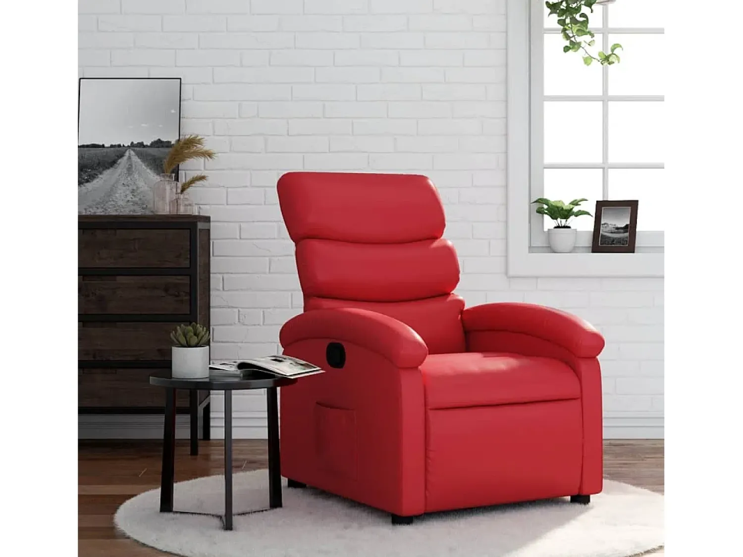 Discount Poltrona reclinável couro artificial SHL735226 Vermelho