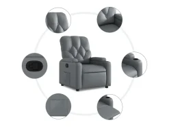 Poltrona|vidaxl Poltrona reclinável couro artificial Cinzento