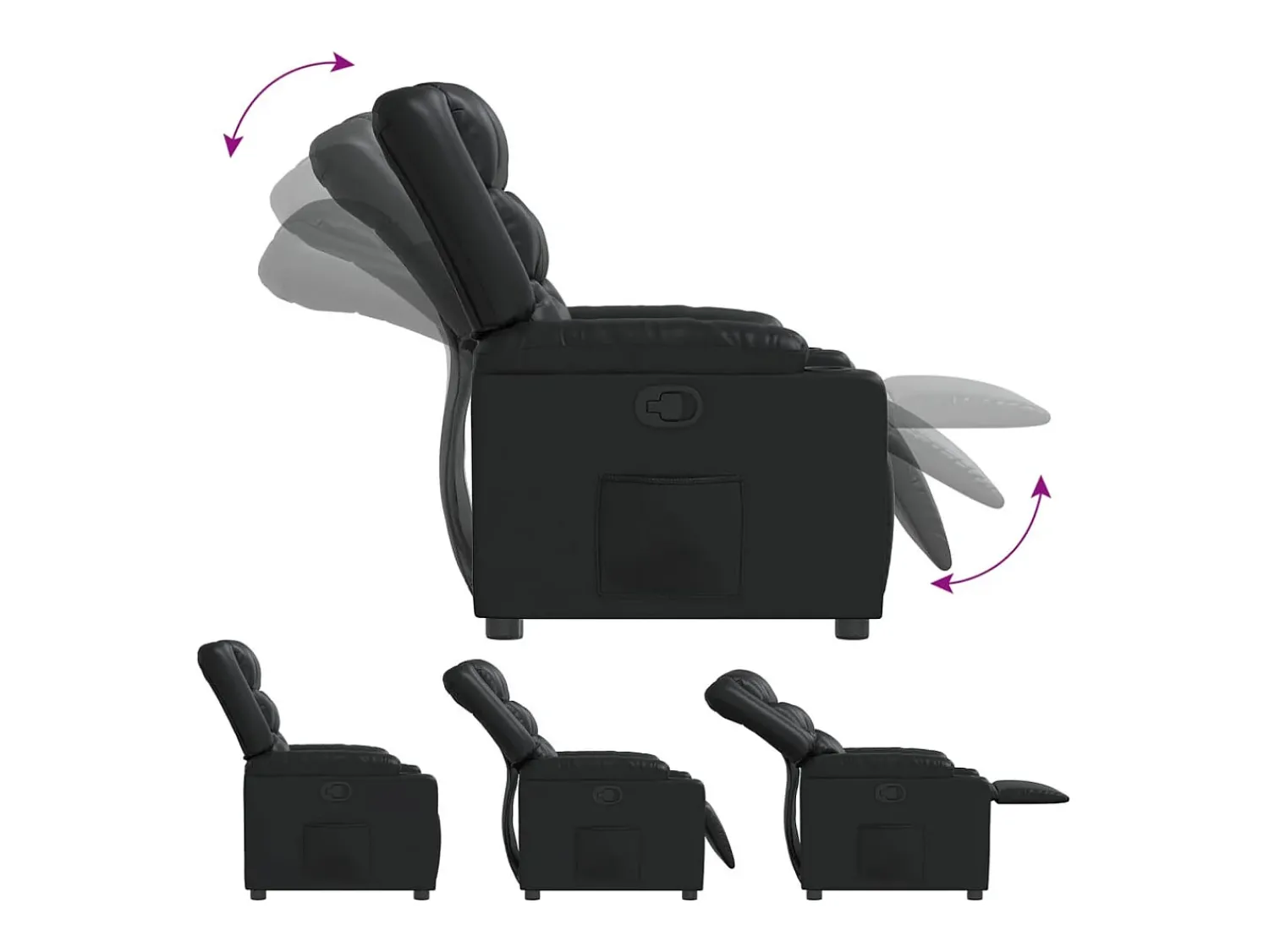 Poltrona|vidaxl Poltrona reclinável couro artificial Preto