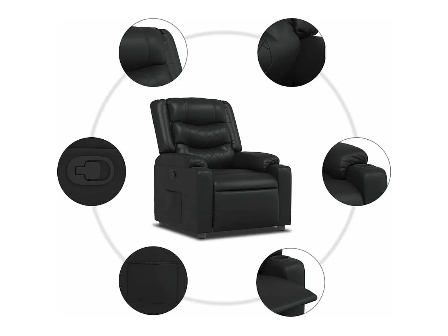 Poltrona|vidaxl Poltrona reclinável couro artificial Preto