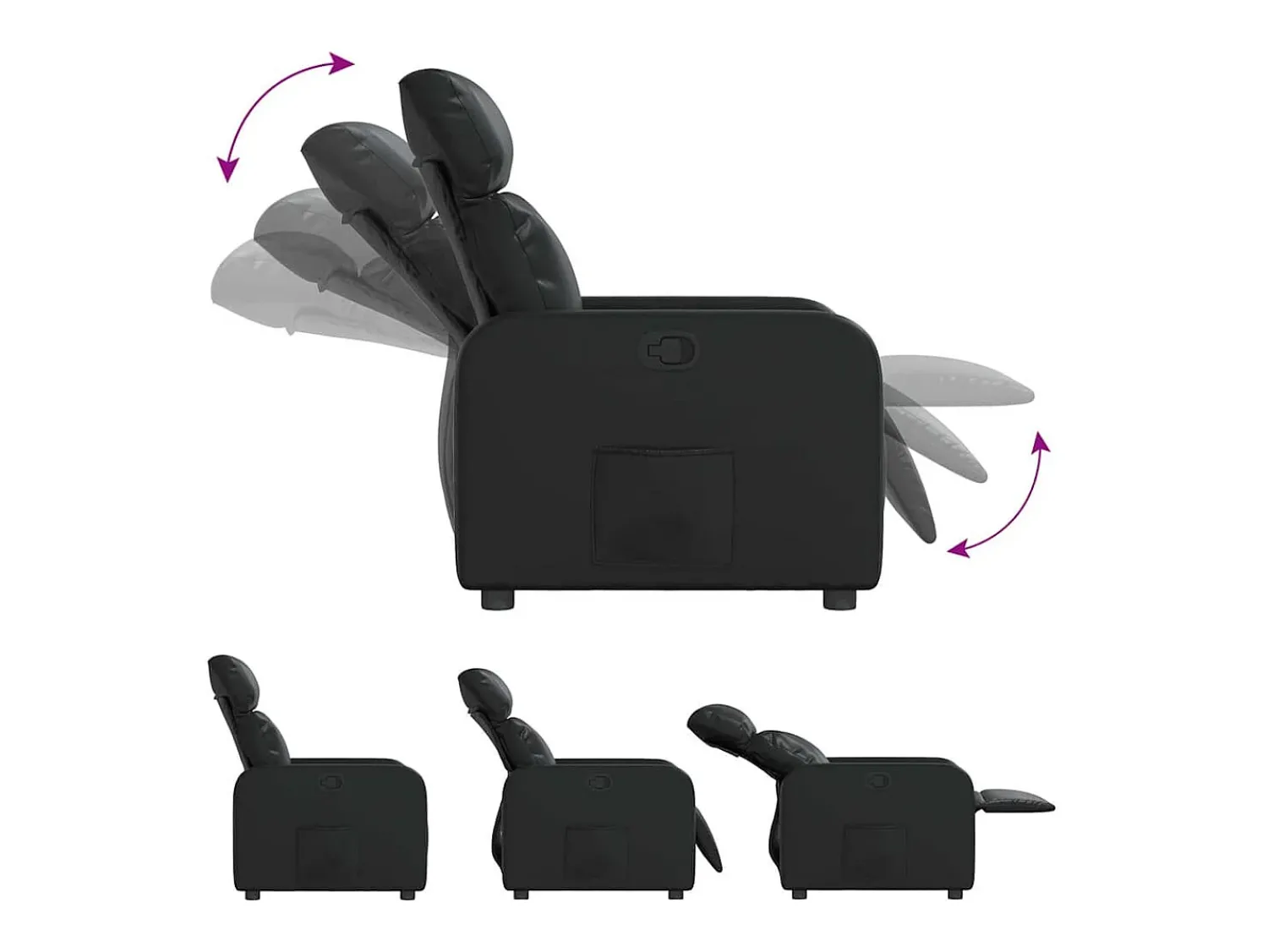 Poltrona* Poltrona reclinável couro artificial SHL621326 Preto
