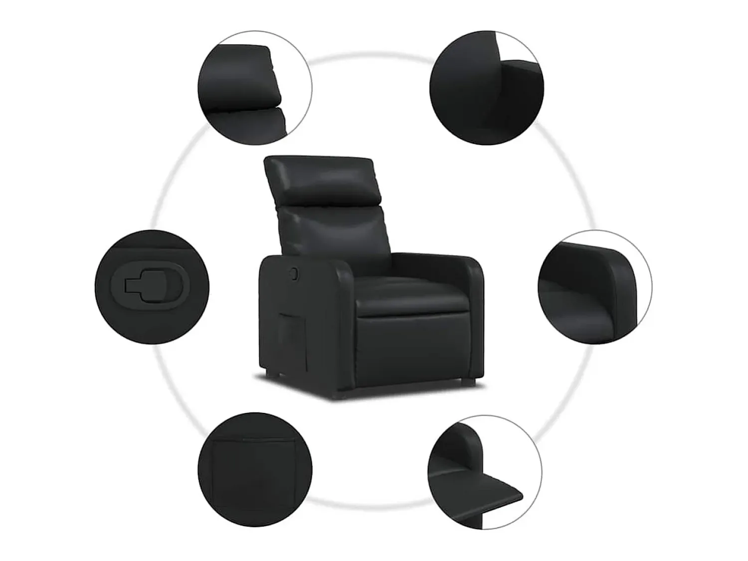 Poltrona* Poltrona reclinável couro artificial SHL621326 Preto