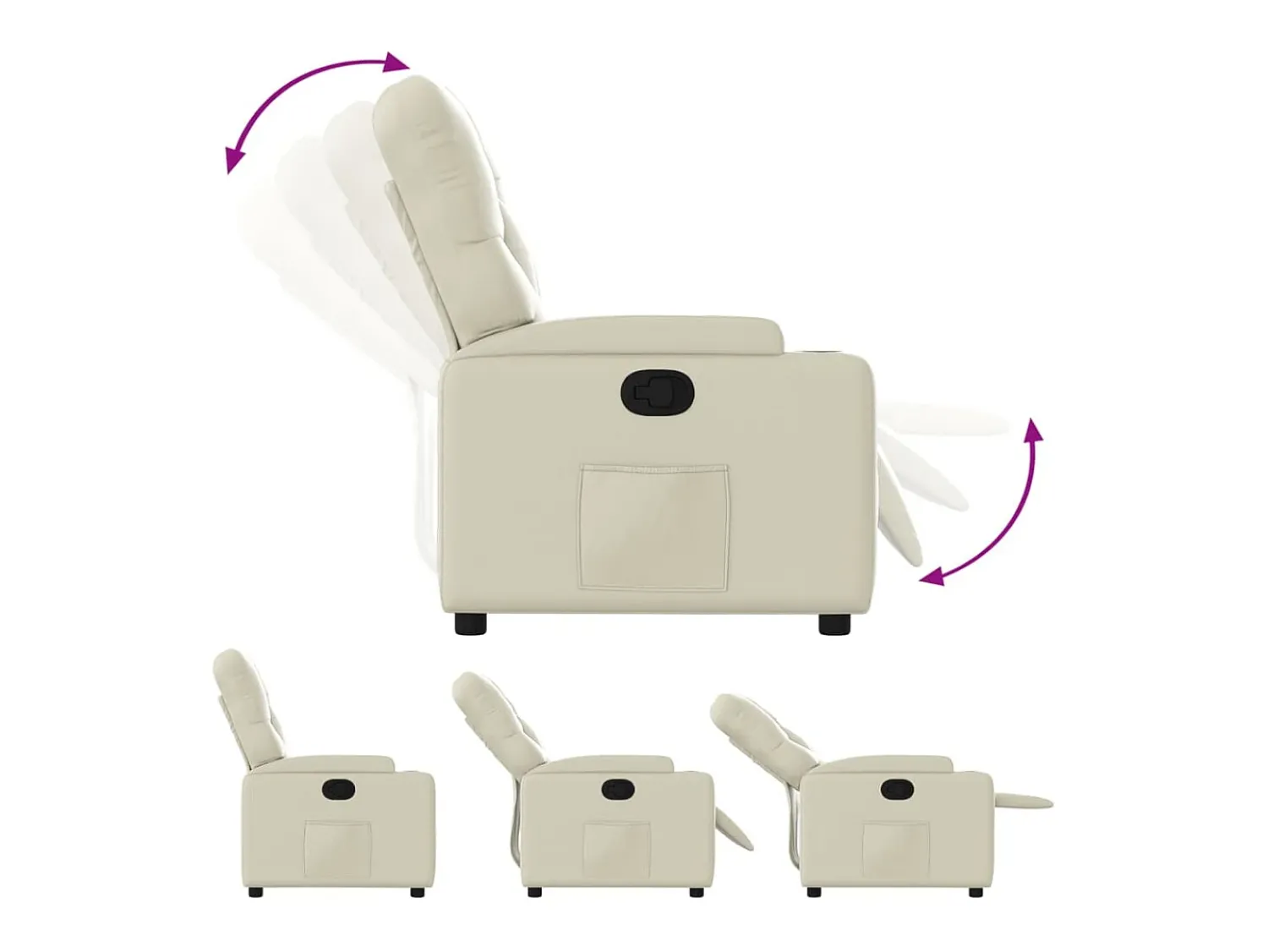 Poltrona| Poltrona reclinável couro artificial cor PT142987 Creme