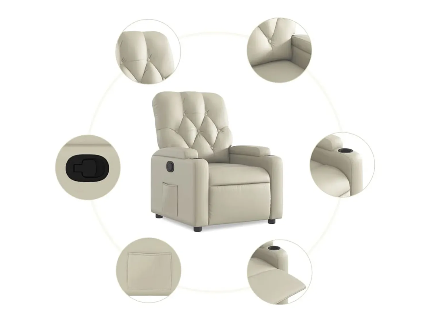 Poltrona| Poltrona reclinável couro artificial cor PT142987 Creme