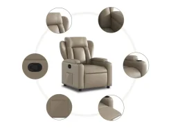vidaxl Poltrona reclinável couro artificial cor cappuccino^ Poltrona