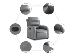 Best vidaxl Poltrona reclinável couro artificial Cinzento