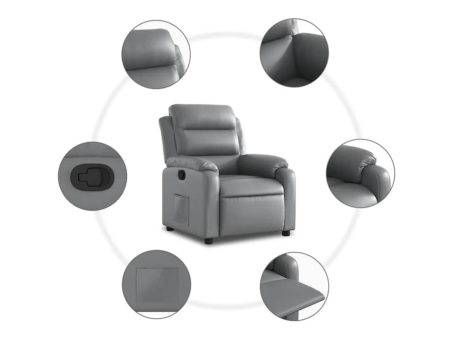 Best vidaxl Poltrona reclinável couro artificial Cinzento