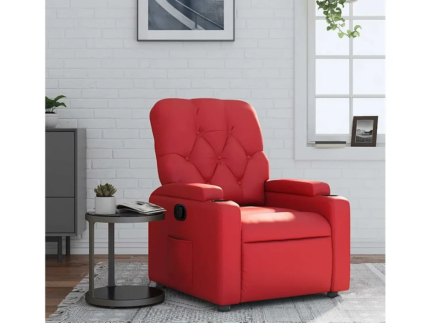 Clearance Poltrona reclinável couro artificial SHL100304 Vermelho