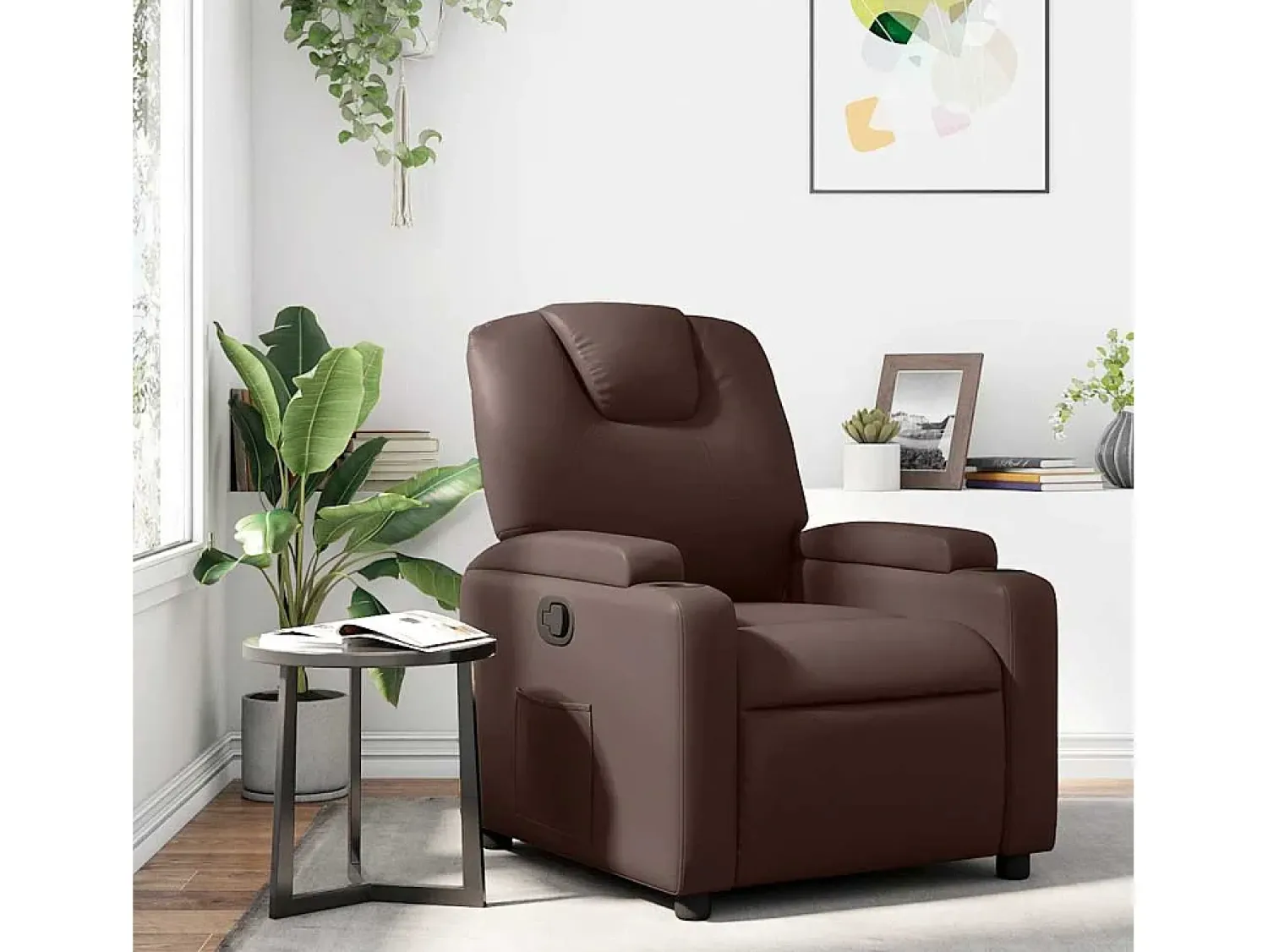 Discount Poltrona reclinável couro artificial SHL247387 Castanho