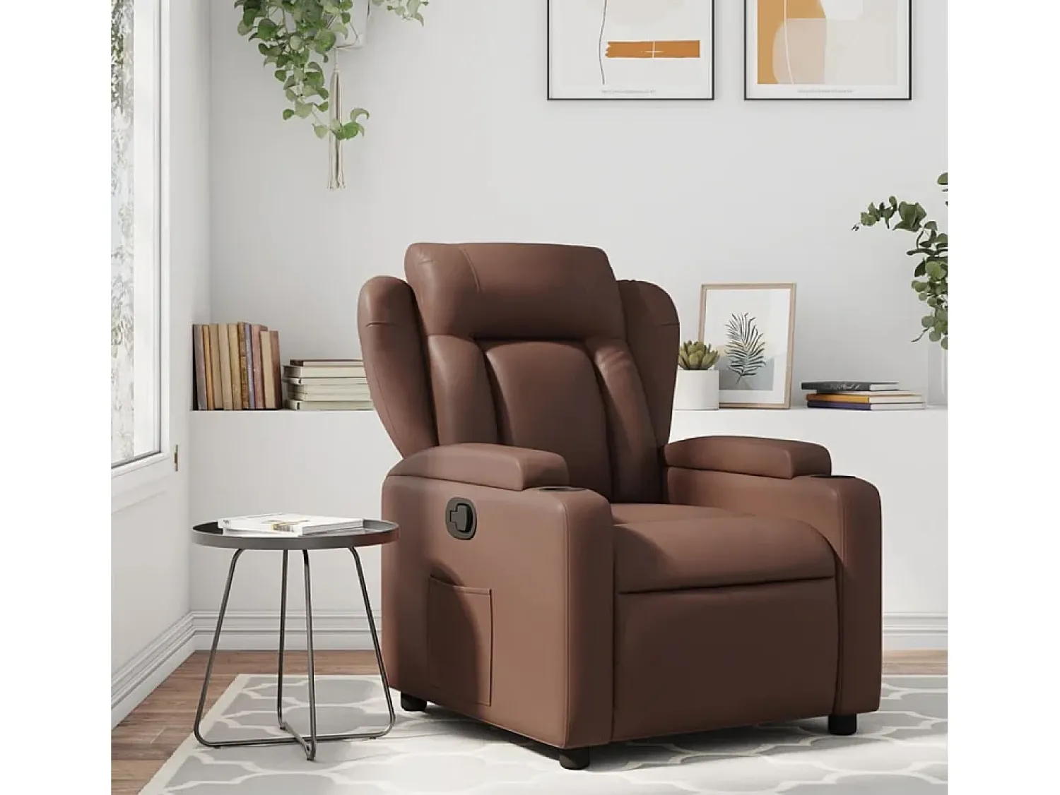 Poltrona* Poltrona reclinável couro artificial SHL55639 Castanho