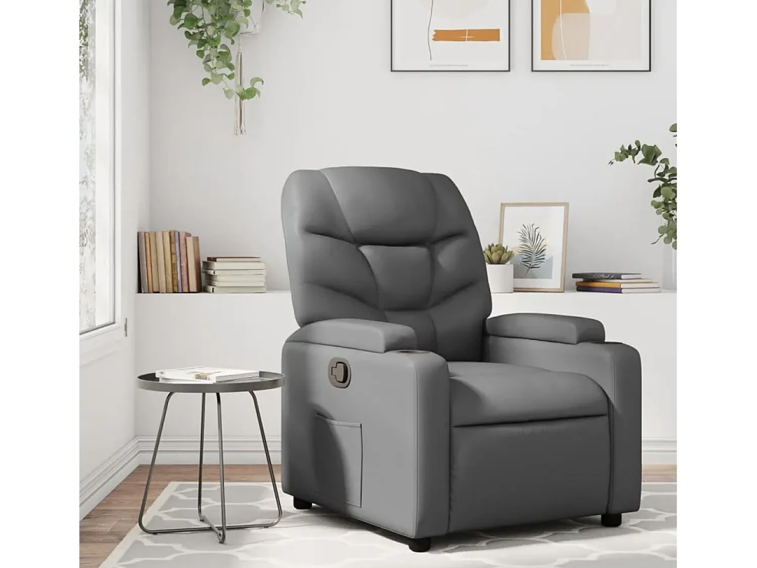 New Poltrona reclinável couro artificial SHL336956 Cinzento