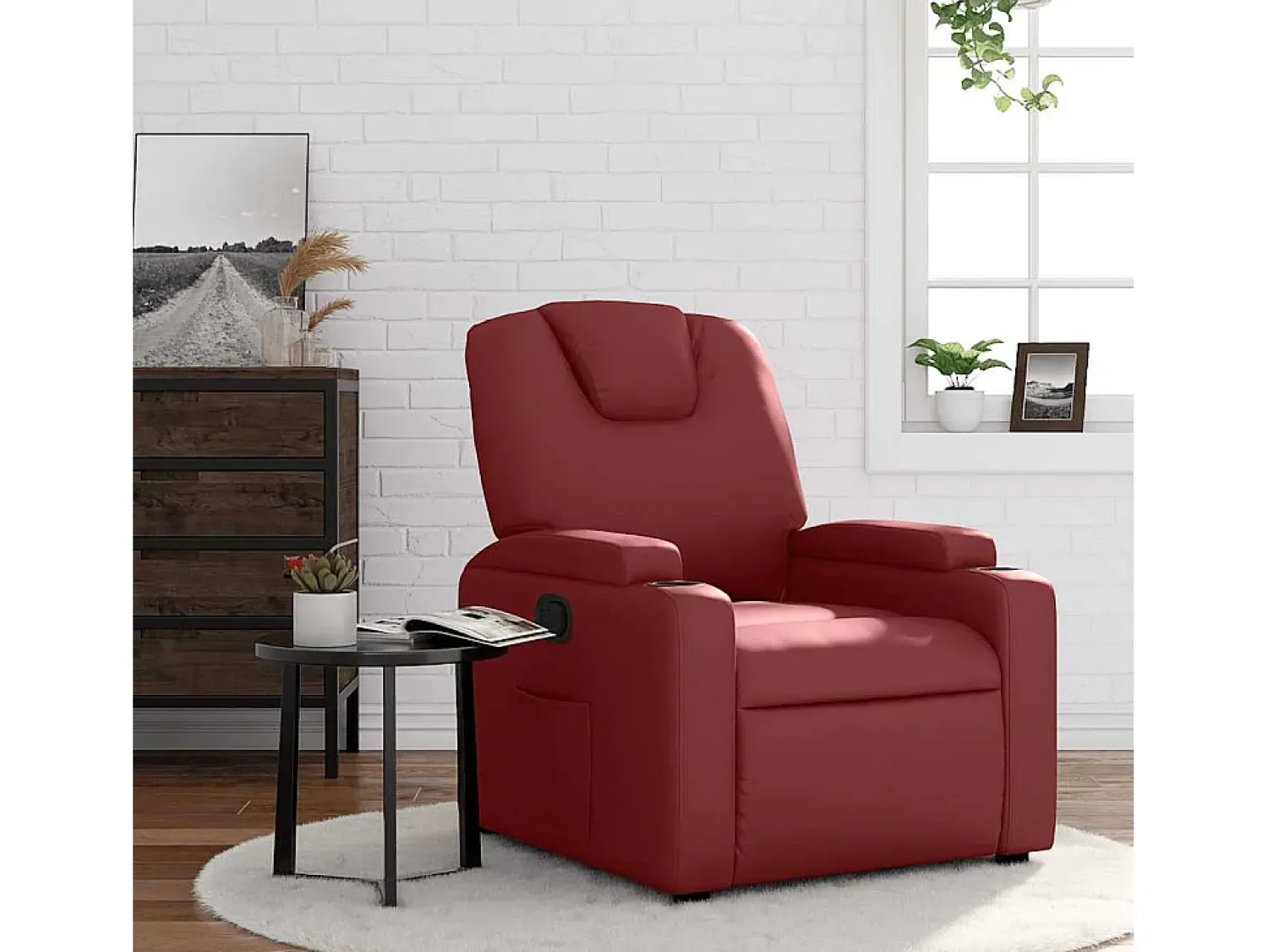 Hot Poltrona reclinável couro artificial tinto SHL521966 Vermelho